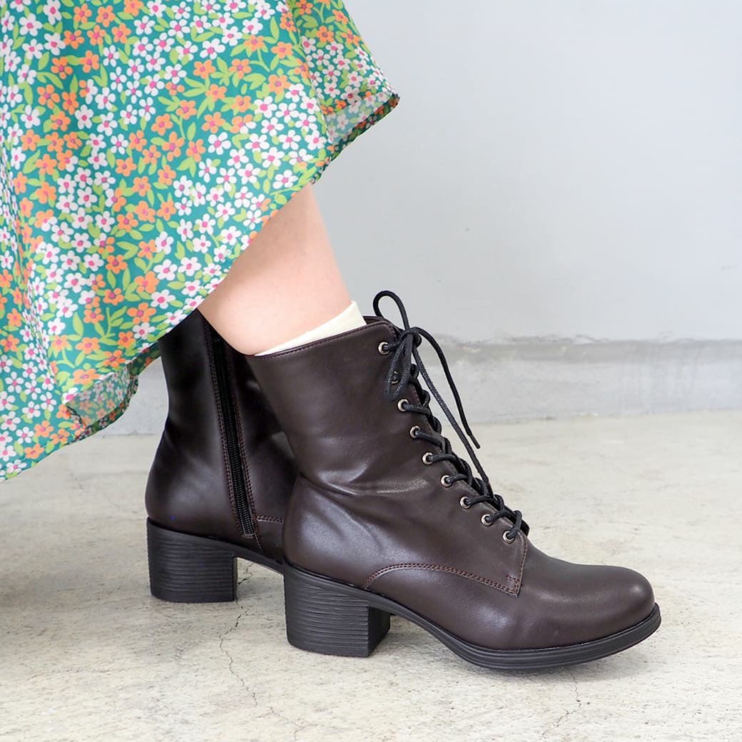 晴雨兼用│レースアップブーツ（BY_8710585） | あしながおじさん