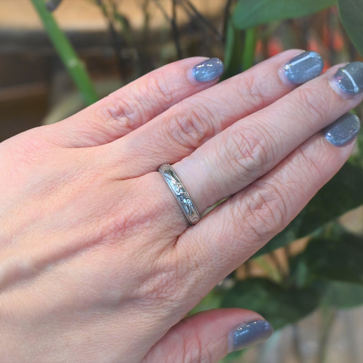 プラチナ 彫りリング | 芦屋Antico