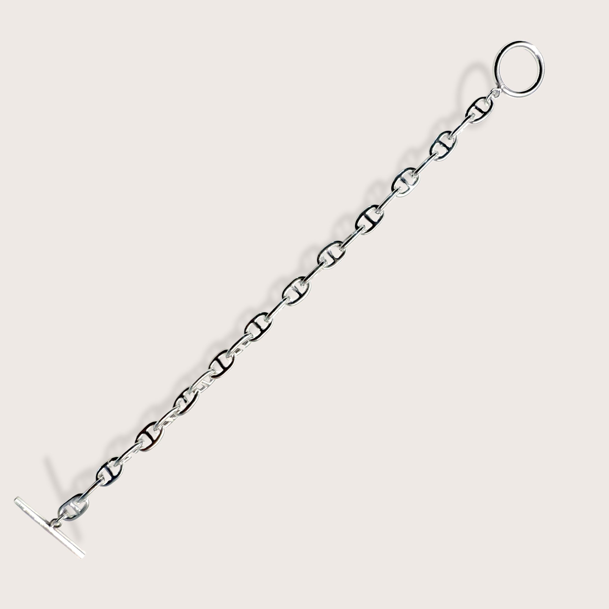 Sterling Silver Anchor Link Bracelet with T-Bar Toggle Clasp
