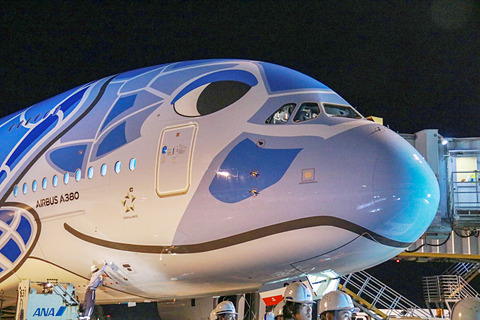 祝・就航！ ANAのエアバス A380「FLYING HONU」が成田を出発。「大きな