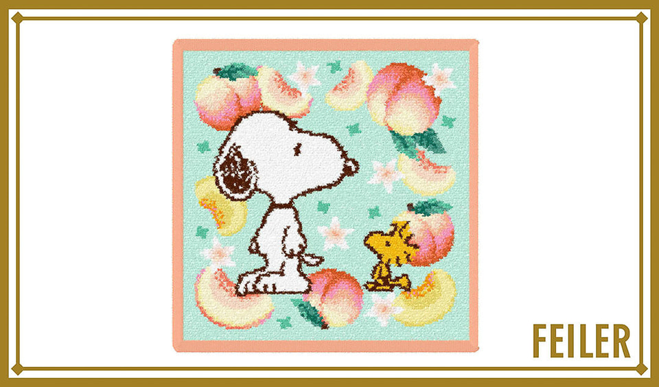 PEANUTS×フェイラー、ピーチを抱いた“スヌーピー”がかわいいハンカチ