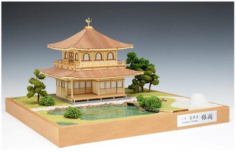 東山慈照寺の銀閣を再現できる1/75スケール木製模型キットがウッディー