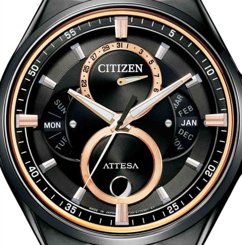 シチズン、トリプルカレンダーとムーンフェイズ搭載「アテッサ