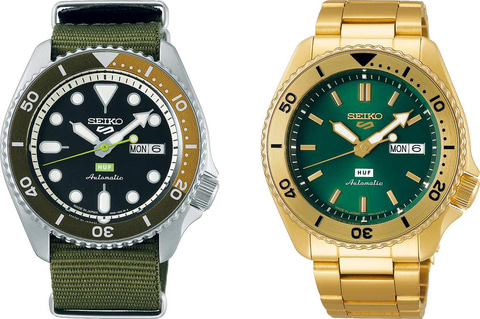 セイコー 5スポーツ「HUF」コラボ、カーキやゴールドの特別カラー