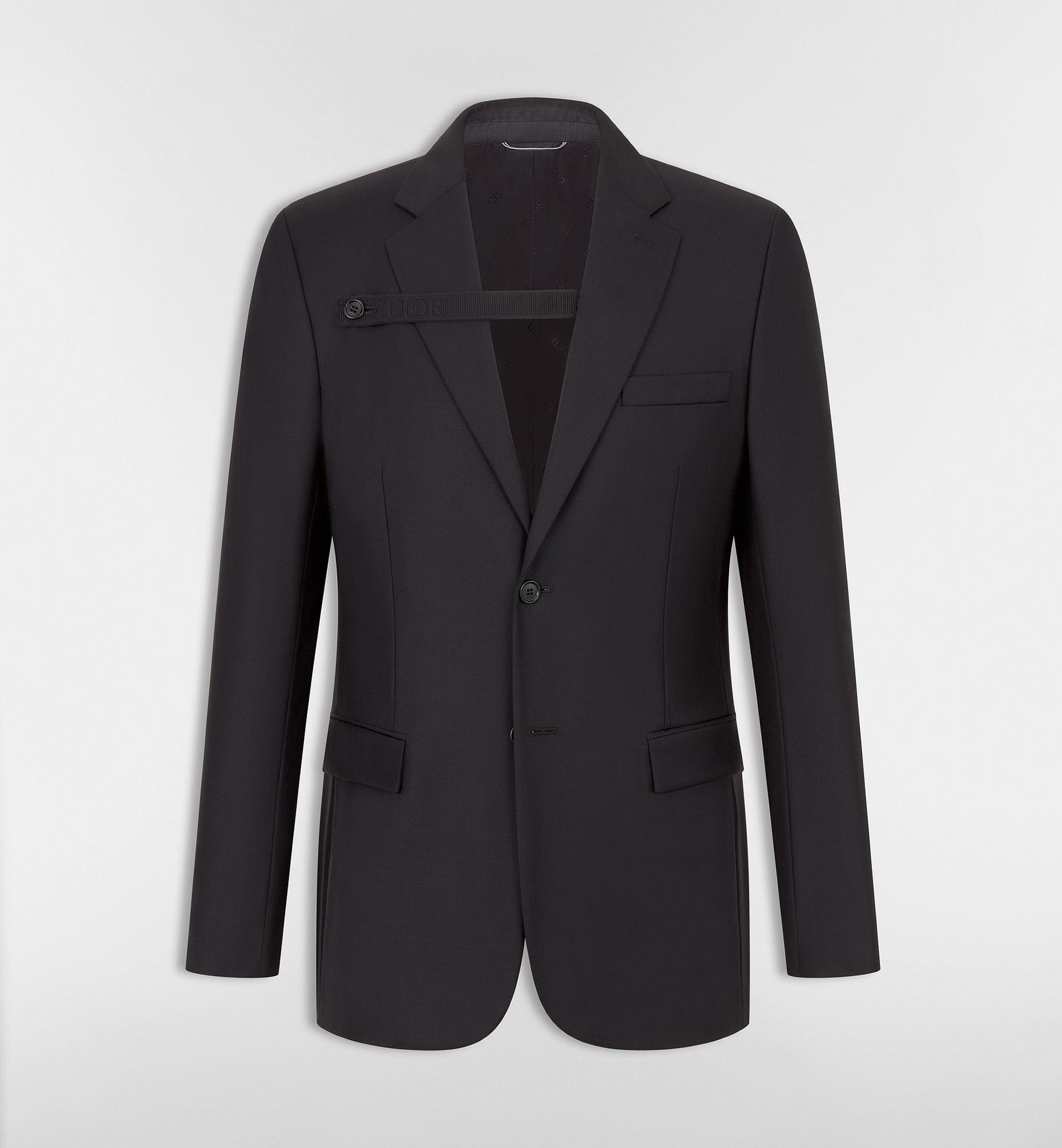 Jacket with Buttoned Strap Black Virgin Wool Twill | DIOR
