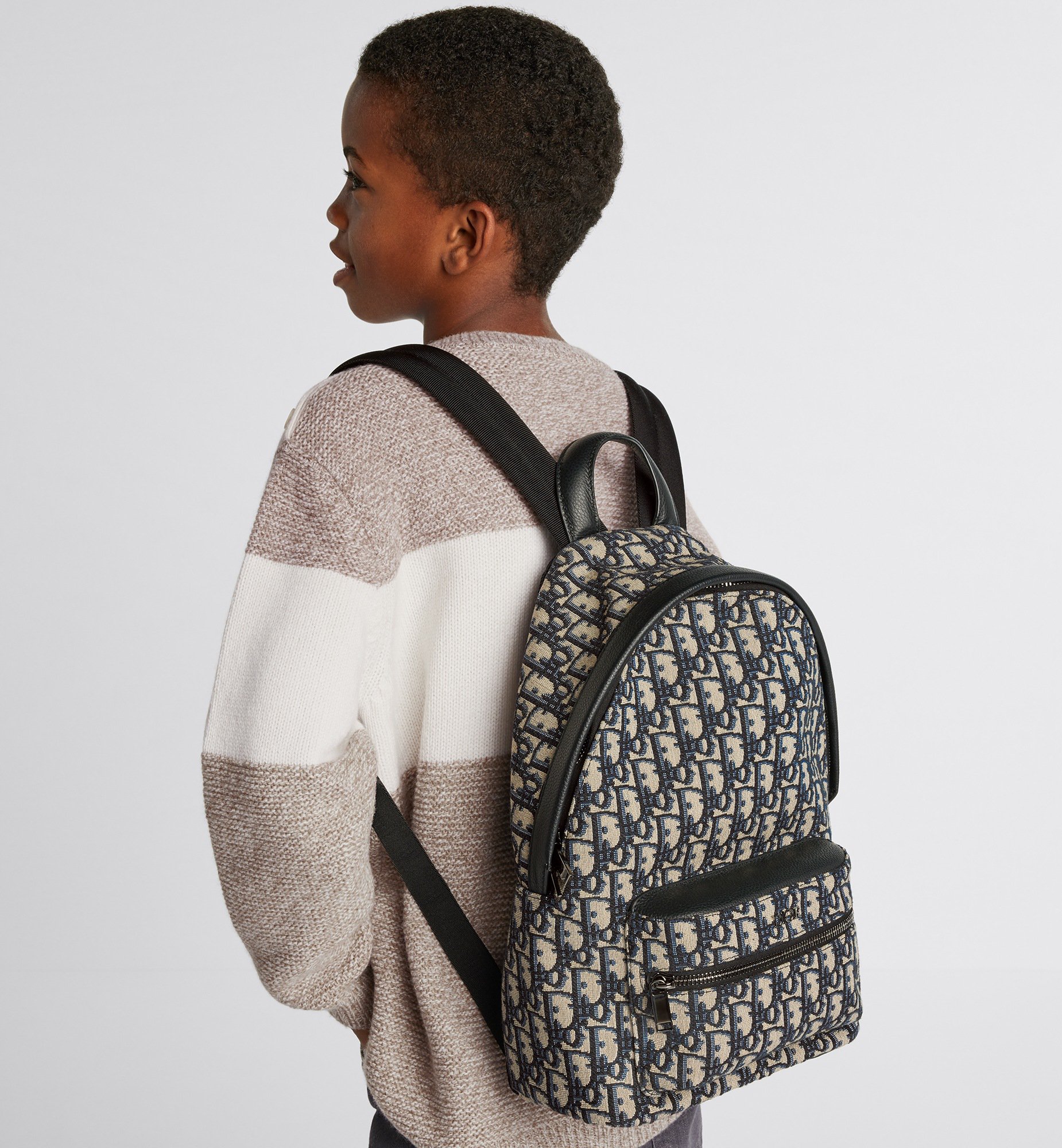 Kids' Rider Backpack Beige and Black Dior Oblique Jacquard | DIOR