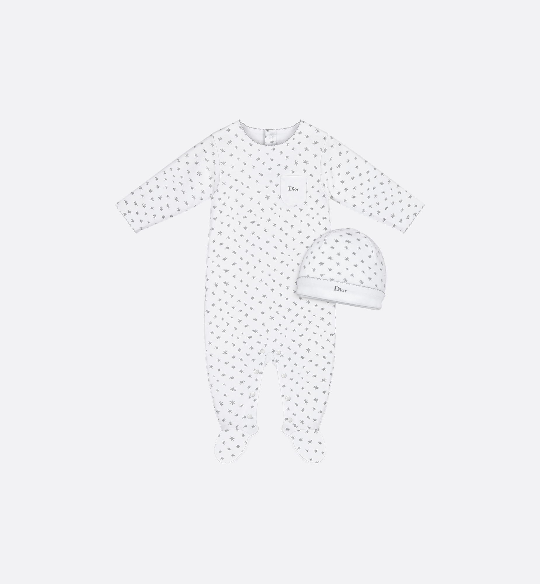 Chance Newborn Gift Set White Cotton Interlock with Lucky Stars