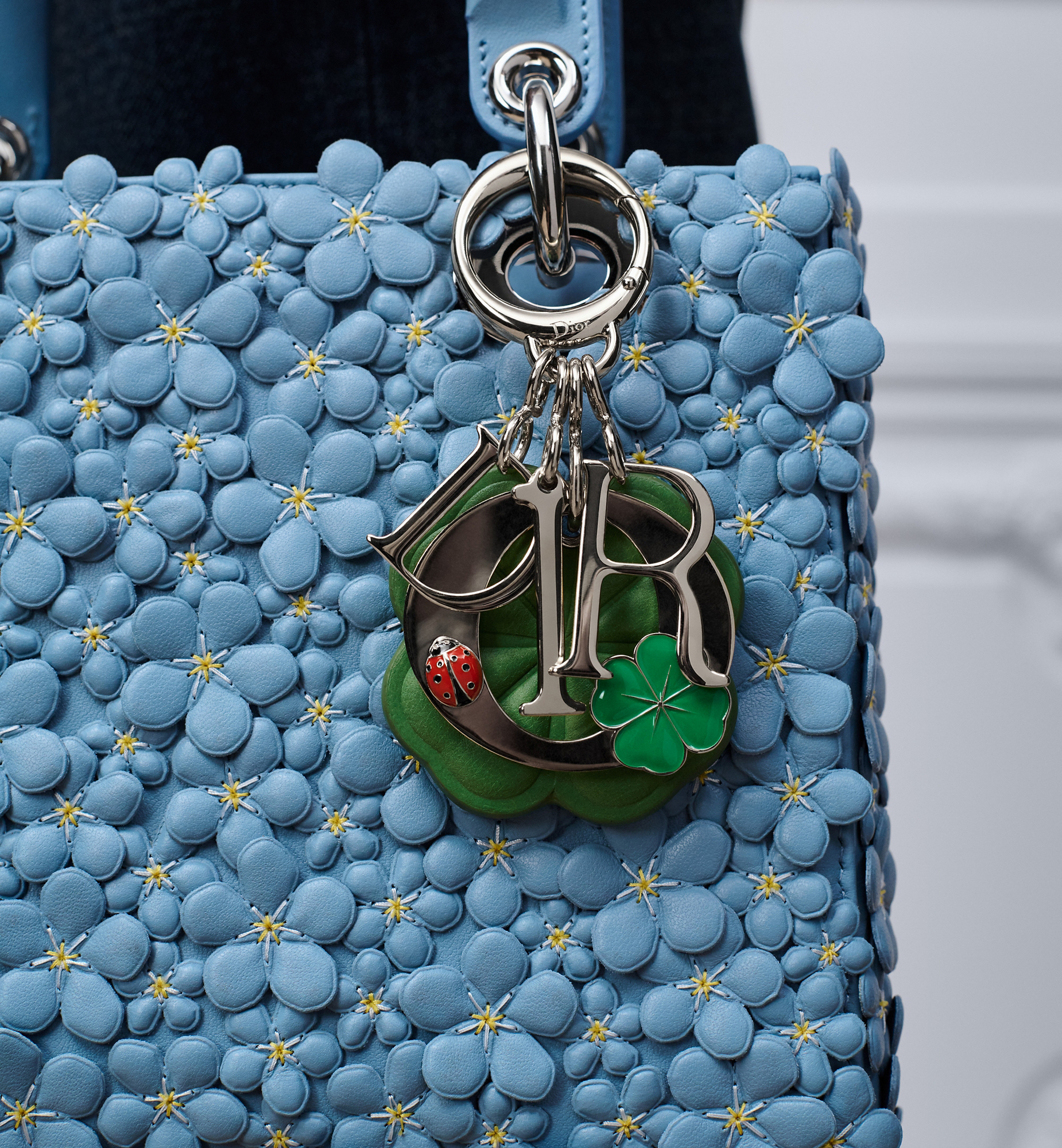 Dior Swing Bag Charm Clover Lucky Green Calfskin, Gold-Finish