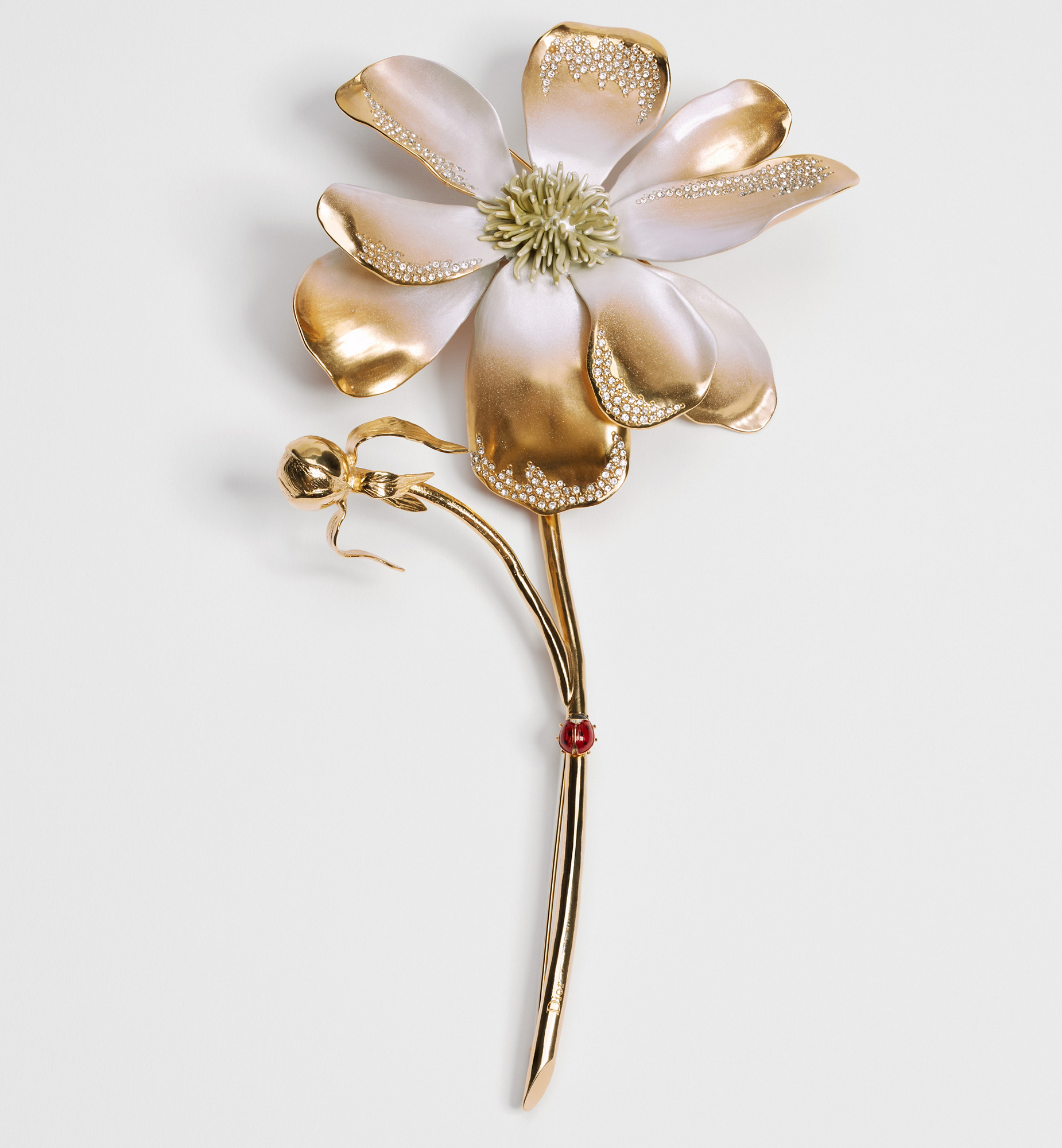 Dior en Fleurs Brooch Gold-Finish Metal, Crystals and Multicolor