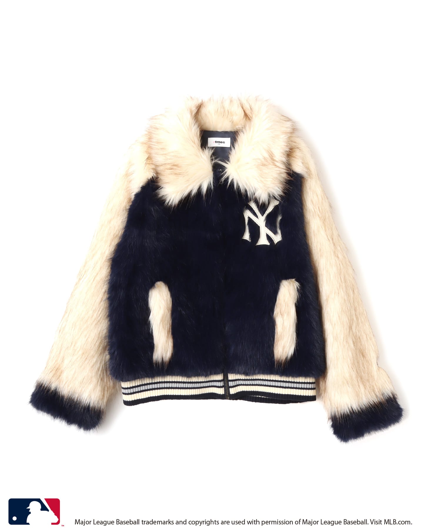 atmos pink MLB Faux Fur Blouson NAVY（アトモス ピンク エムエルビー