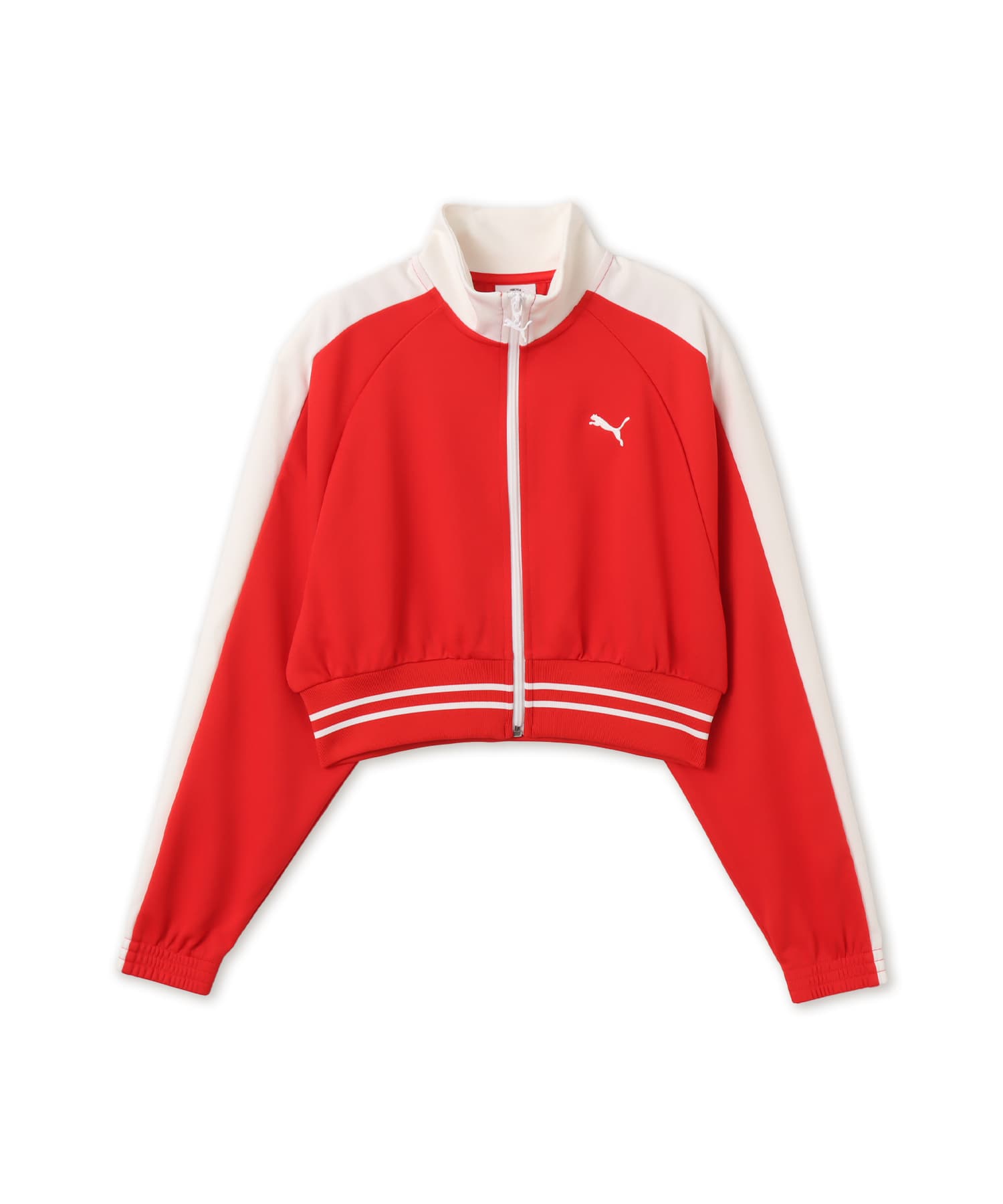 PUMA T7 PIQUE RELAXED CROPPED TRACK JACKET FOR ALL TIME RED