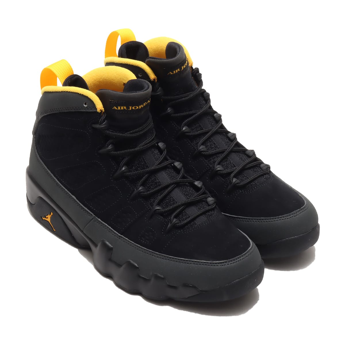 JORDAN BRAND AIR JORDAN 9 RETRO BLACK/UNIVERSITY GOLD-DARK