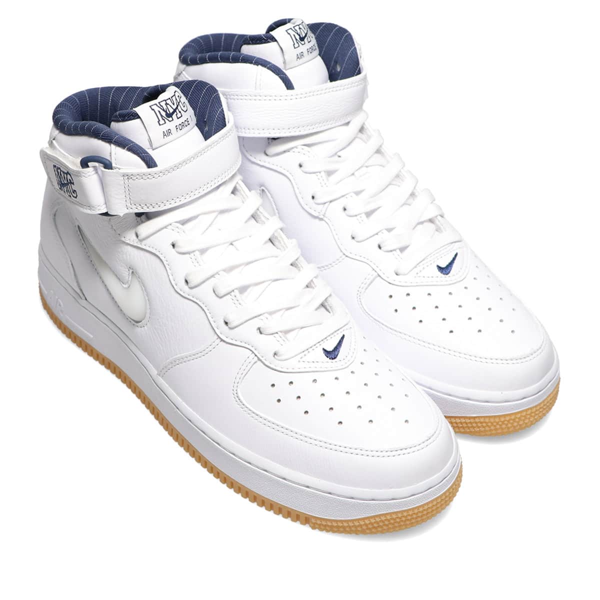 NIKE AIR FORCE 1 MID QS WHITE/WHITE-MIDNIGHT NAVY-GUM YELLOW 21FA