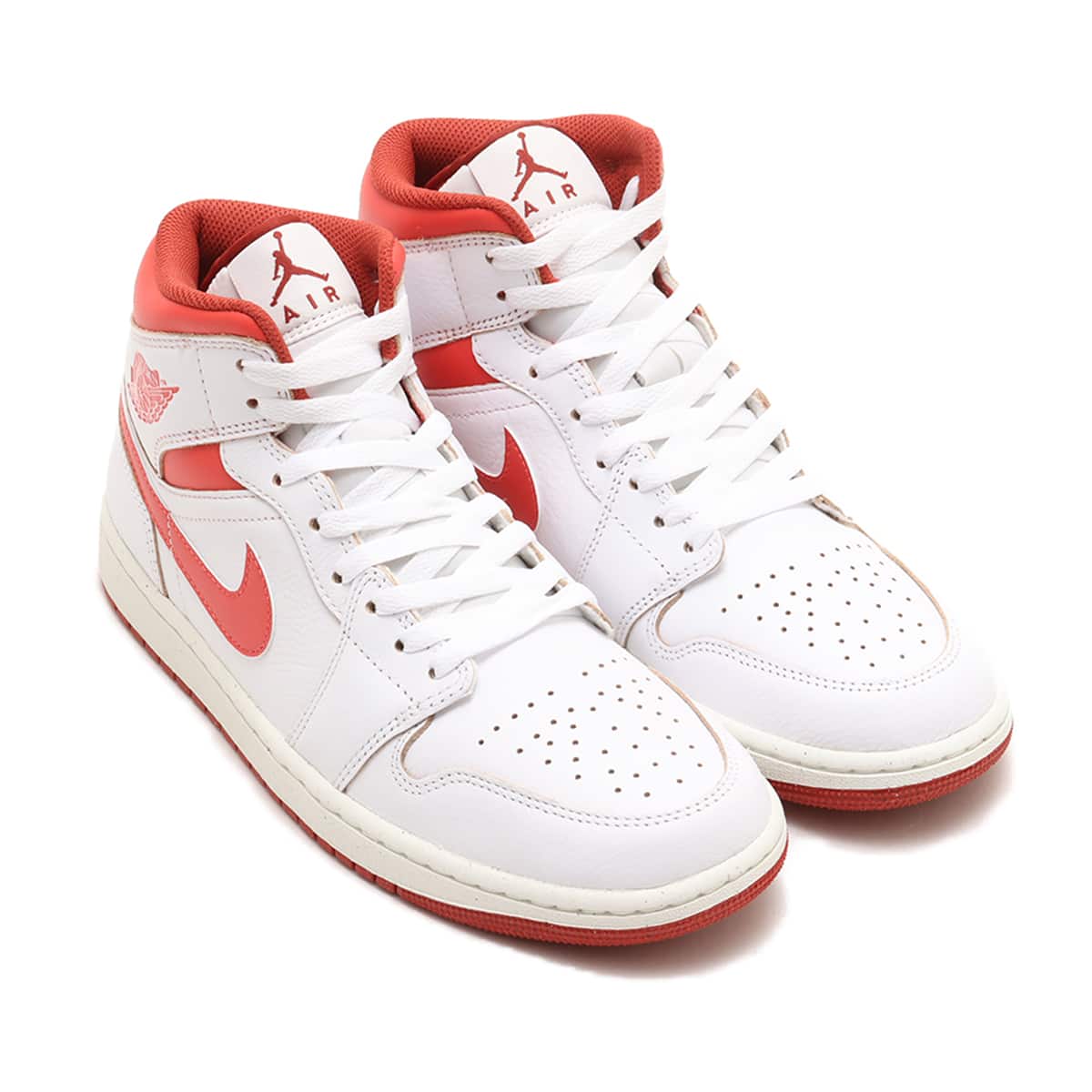 JORDAN BRAND AIR JORDAN 1 MID SE WHITE/LOBSTER-DUNE RED-SAIL