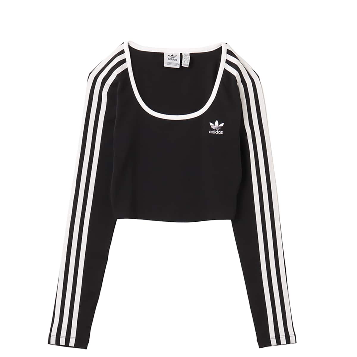 adidas 3 STRIPES LONG SLEEVE CROP TOP ブラック（アディダス 3S