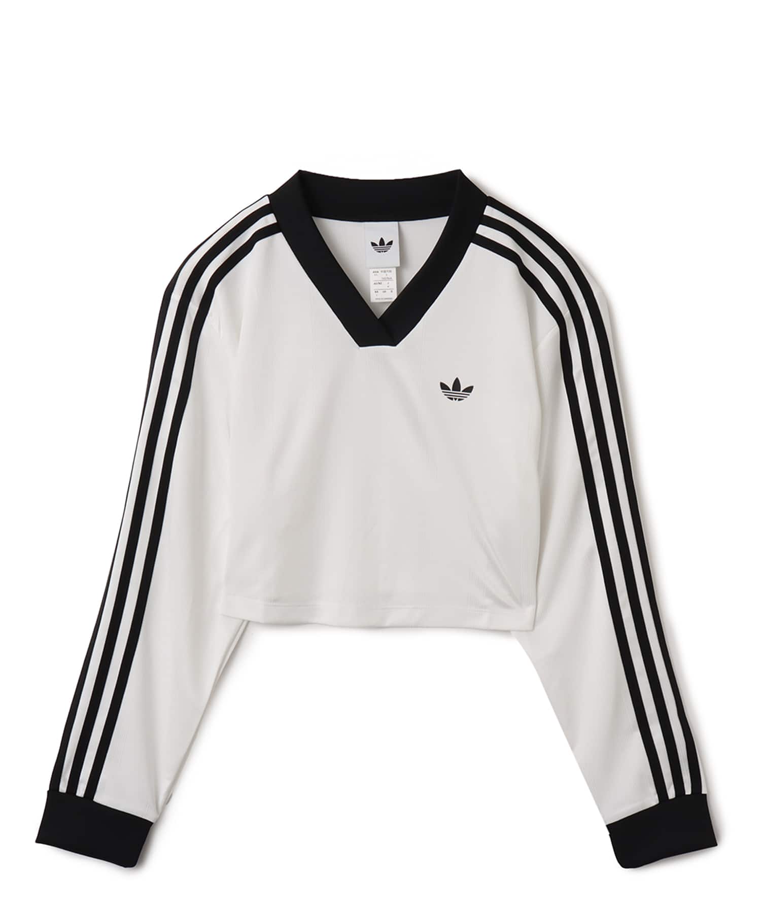 adidas ADICOLOR FOOTBALL JACQUARD CROP LONG-SLEEVE TOP ホワイト