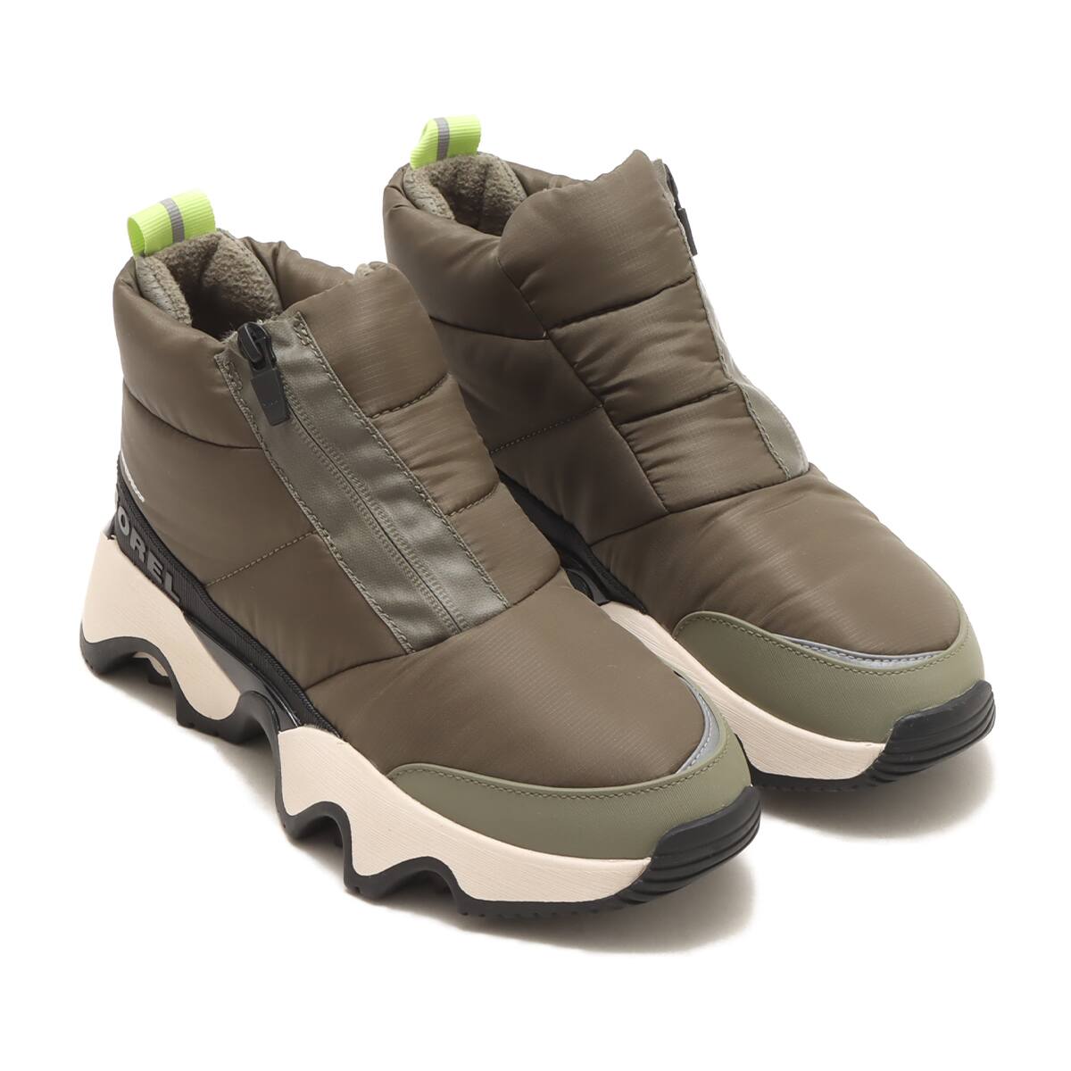 SOREL KINETIC TM IMPACT PUFFY ZIP WP Stone Green, Black（ソレル