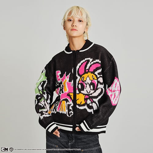 The Powerpuff Girls X atmos pink Knit Sweater GREEN（ザ パワーパフ