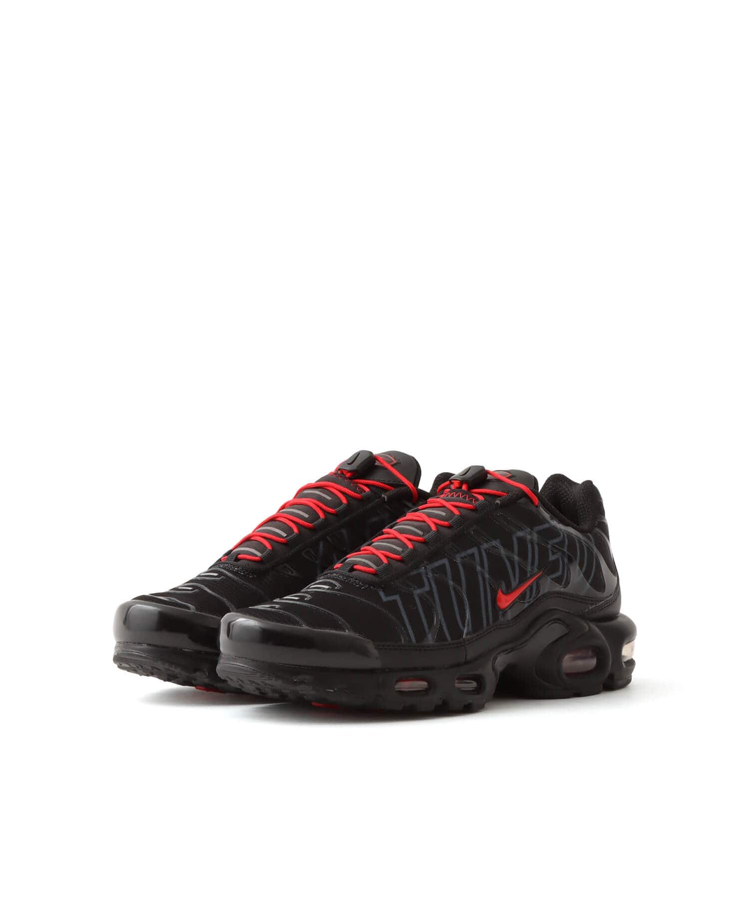 NIKE AIR MAX PLUS BLACK/UNIVERSITY RED-WOLF GREY（ナイキ エア