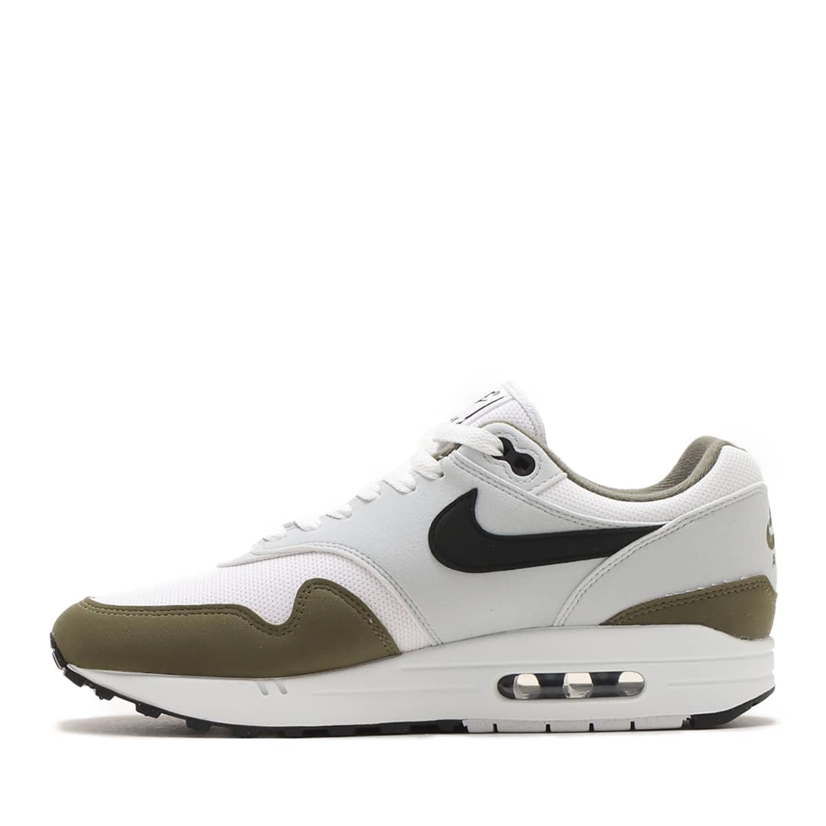 NIKE AIR MAX 1 WHITE/BLACK-PURE PLATINUM-MEDIUM OLIVE（ナイキ エア