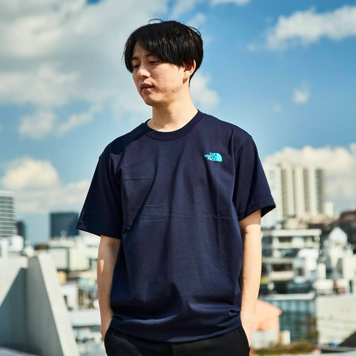 THE NORTH FACE S/S BANDANA SQUARE LOGO TEE アビエイターネイビー