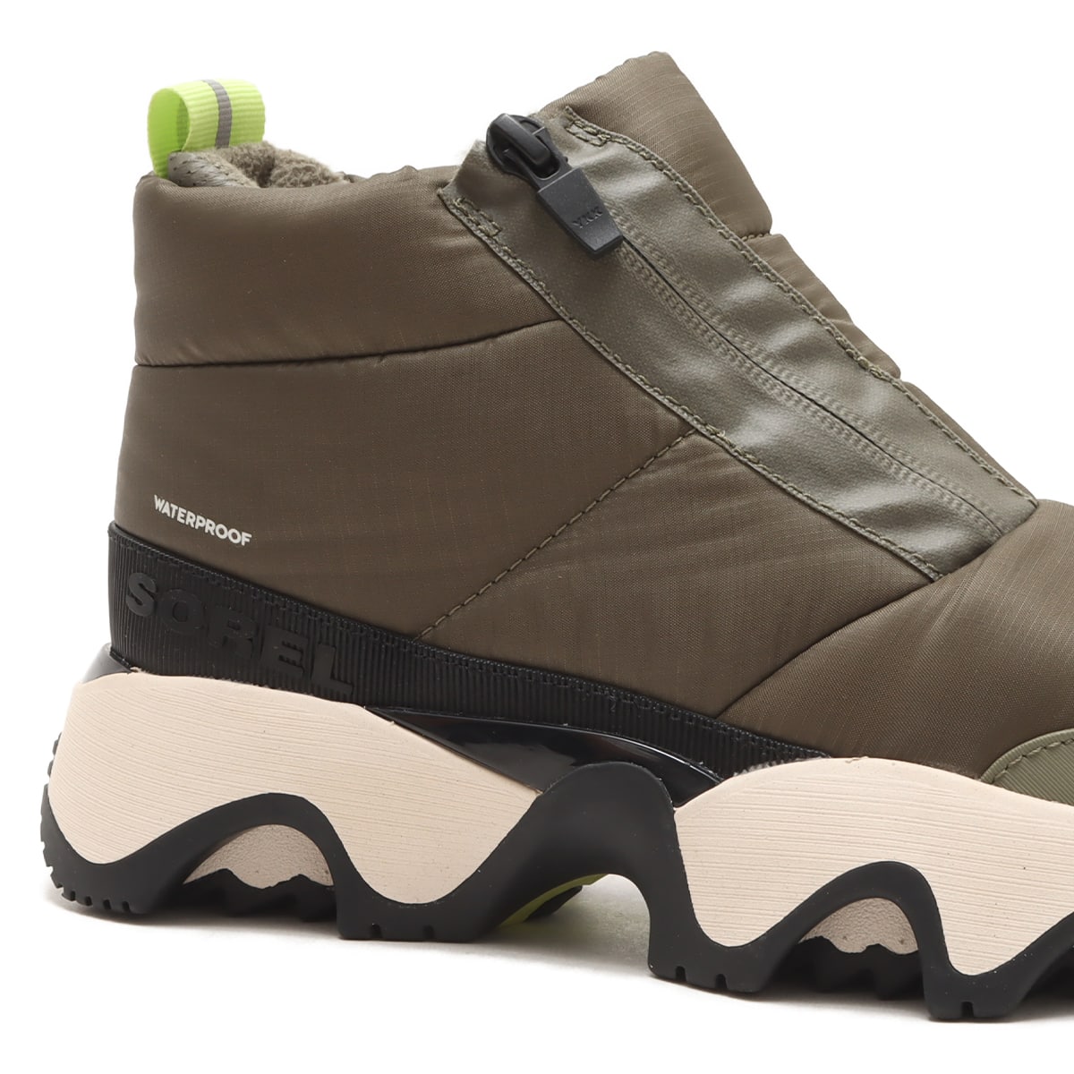 SOREL KINETIC TM IMPACT PUFFY ZIP WP Stone Green, Black（ソレル