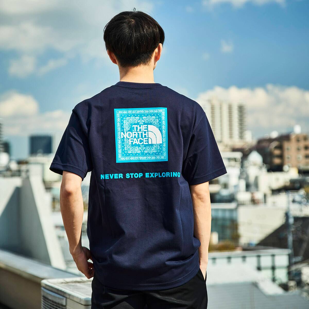 THE NORTH FACE S/S BANDANA SQUARE LOGO TEE アビエイターネイビー