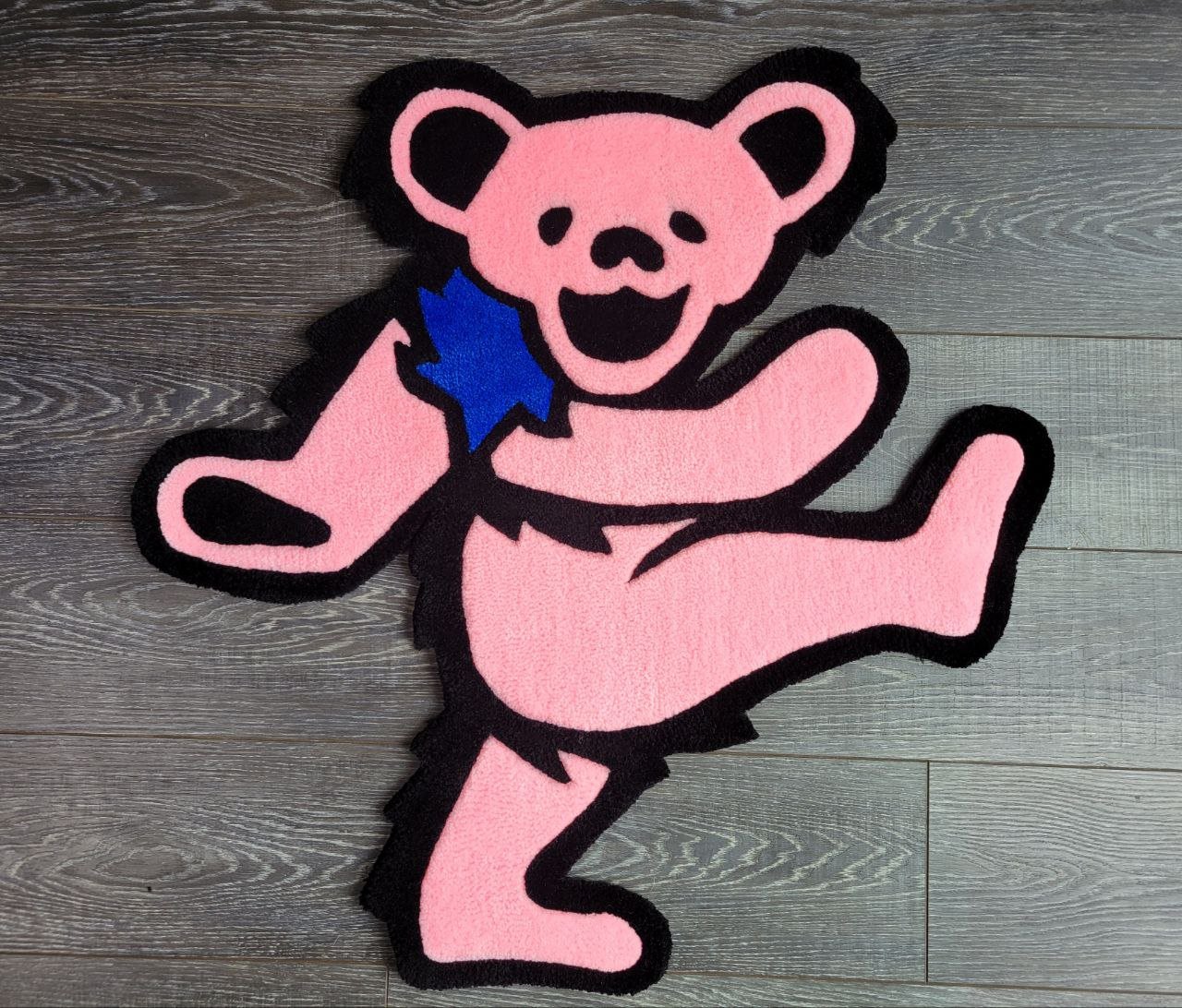 Grateful Dead Pink Bear (Pose 5) Handmade Rug | Pure Tuft