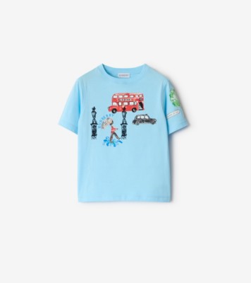 London Cotton T-shirt in Azure blue | Burberry® Official