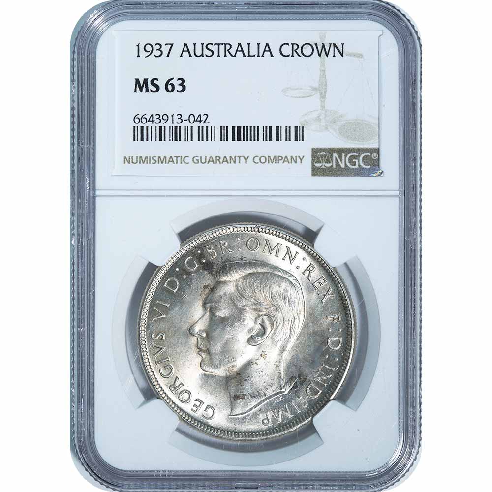 Australia 1 Crown 1937 MS63 NGC - Golden Eagle Coins