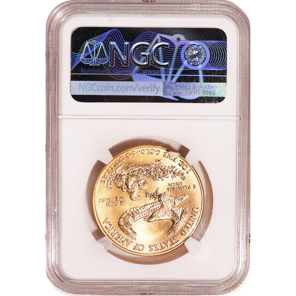 Certified Burnished American $50 Gold Eagle 2014-W MS70 NGC Castle