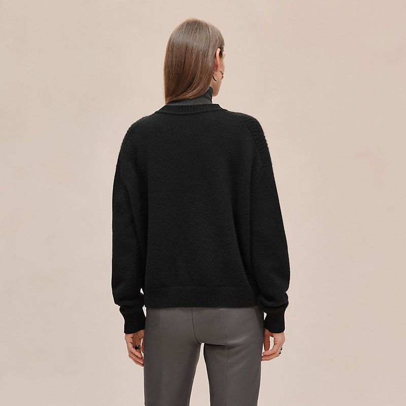 Cashmere long-sleeve sweater - Black | Hermès USA