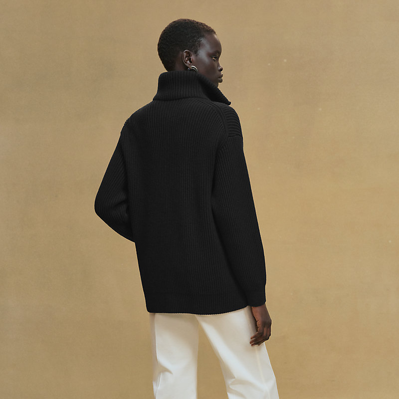 Wool knit jacket - Black | Hermès USA