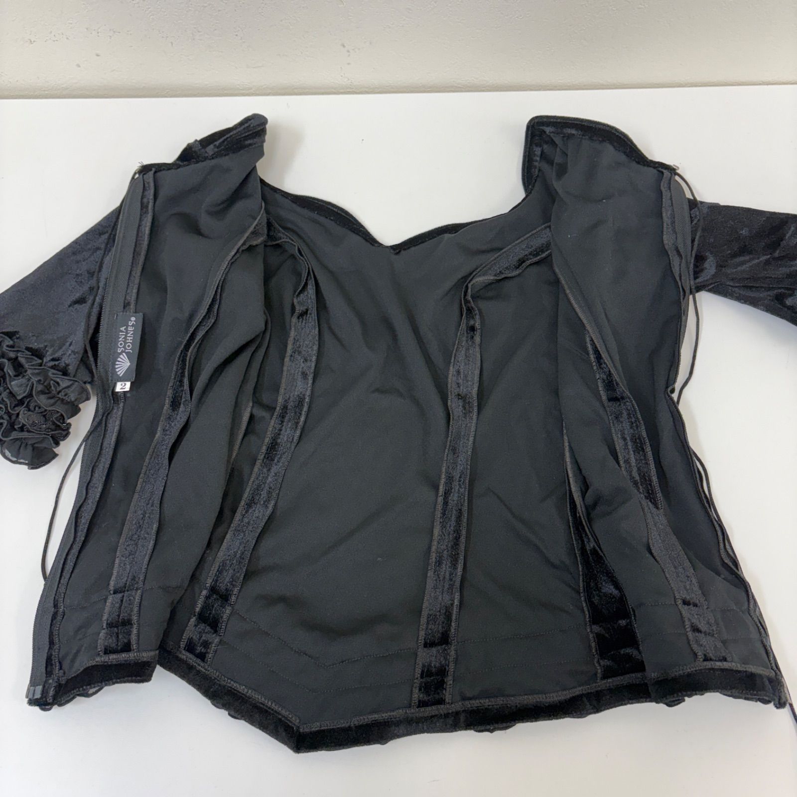 ソニアジョーンズ】フラメンコ衣装 トップス ブラック ベロア フリル