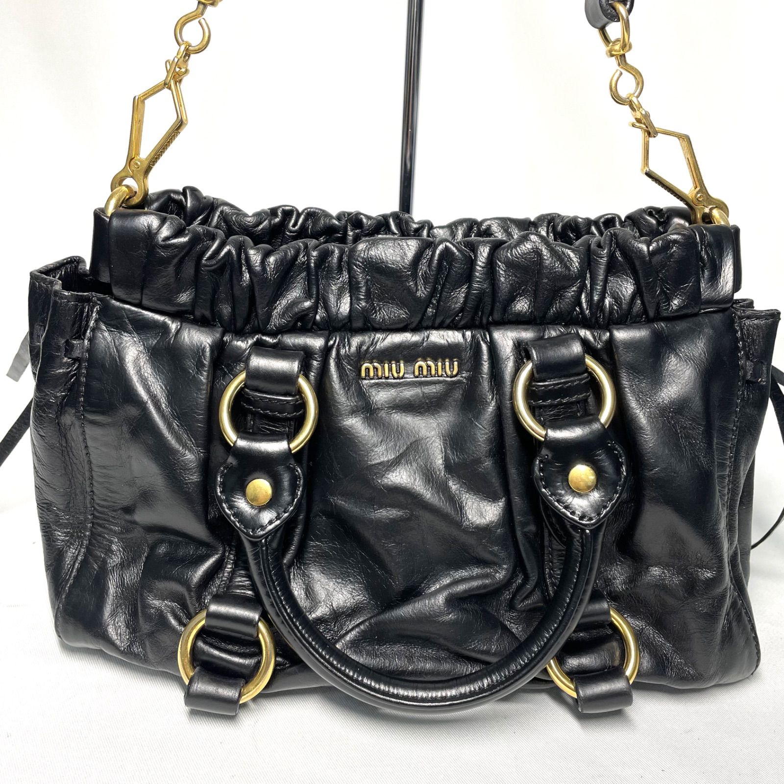 ミュウミュウ miumiu レザー ショルダーバッグ ハンドバッグ 2WAY