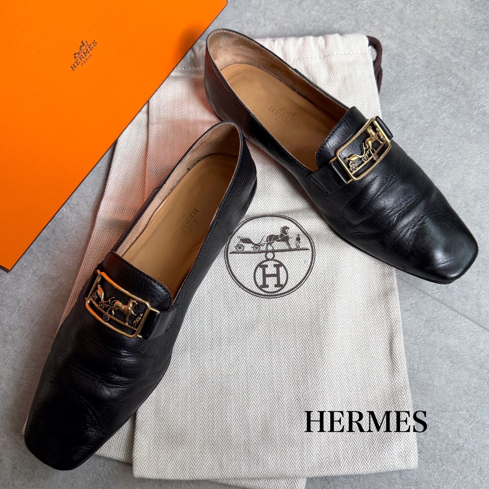 HERMES エルメス Time loafer タイム ローファー ホースキャリッジ