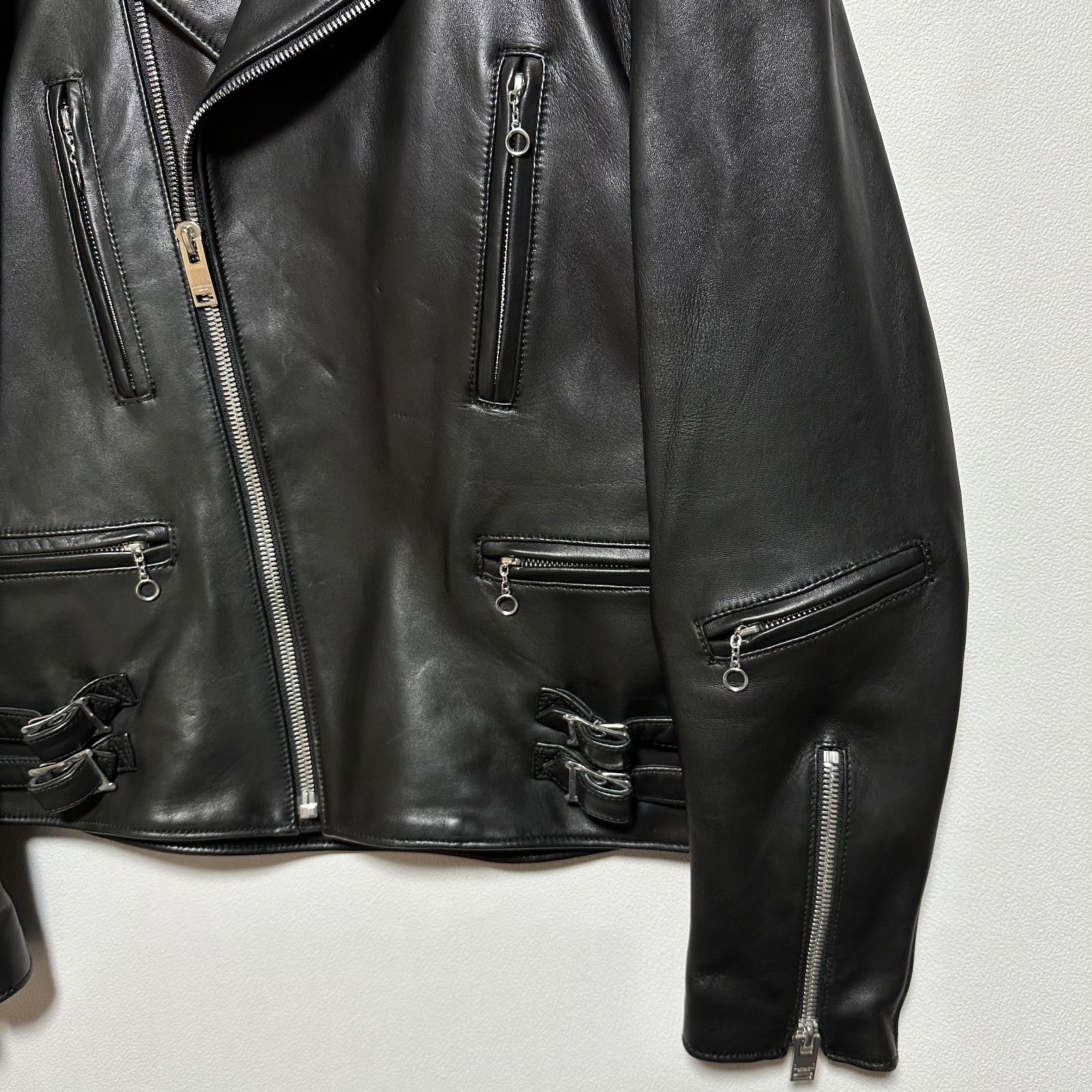 GALLIS ADDICTION 羊革 ライダースジャケット ブラック サイズ5 XL相当