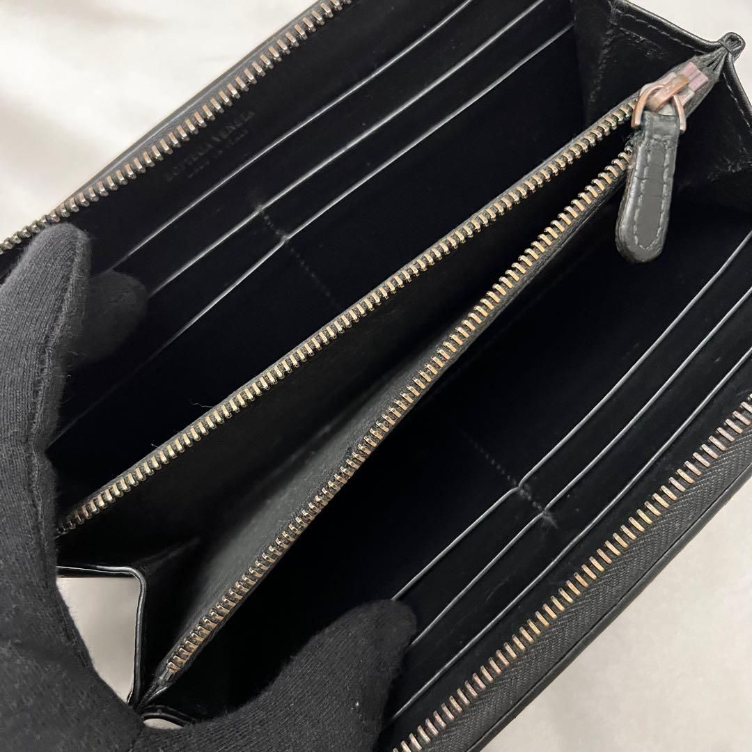 ◇美品◇ボッテガヴェネタ 長財布 ラウンドジップ ブラック イントレ