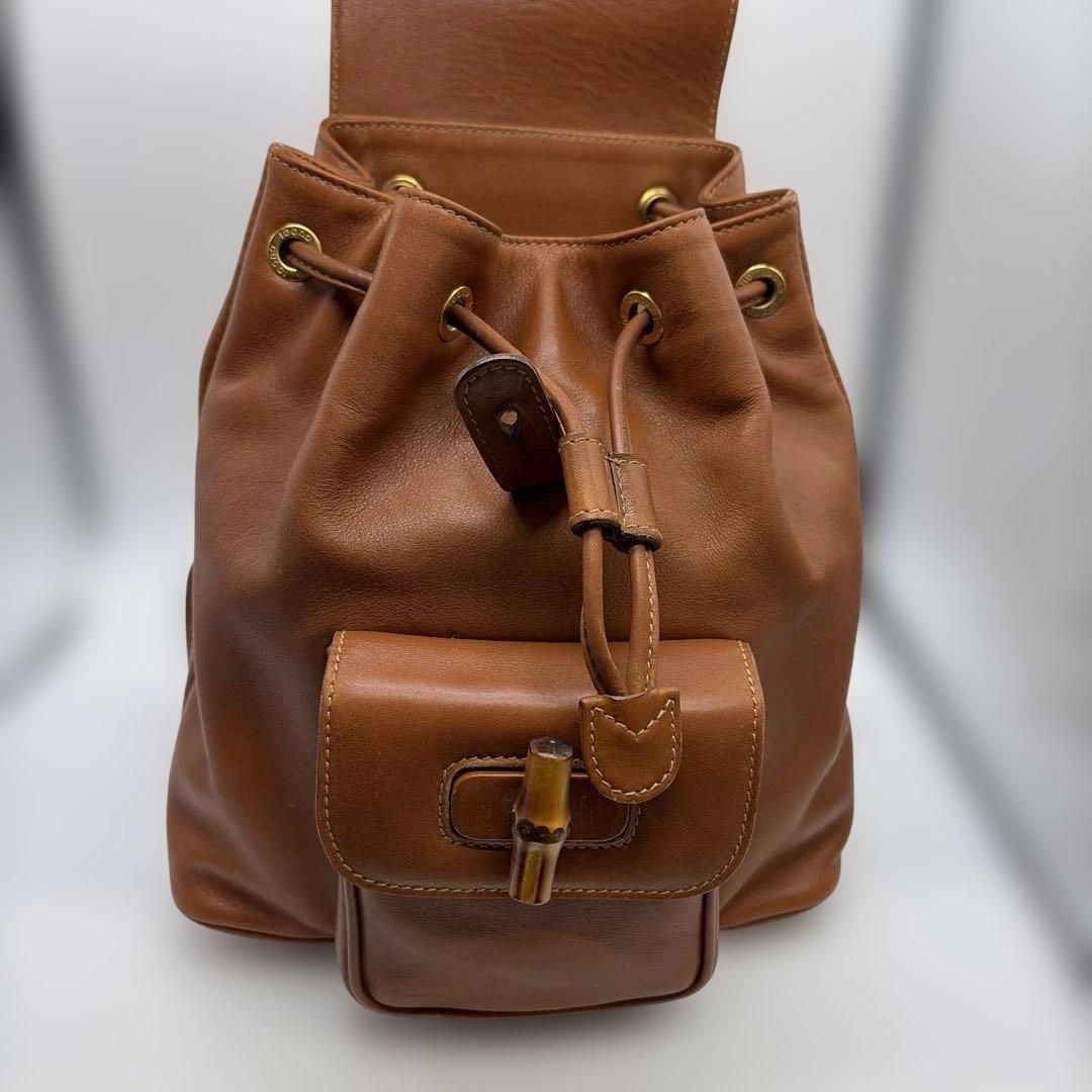GUCCI グッチ バンブー レザー ミニリュック ブラウン 1022-2 - メルカリ