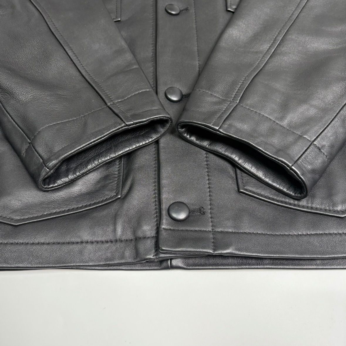 羊革】BEAMS レザージャケット 黒 M シープスキン カーディガン ノー