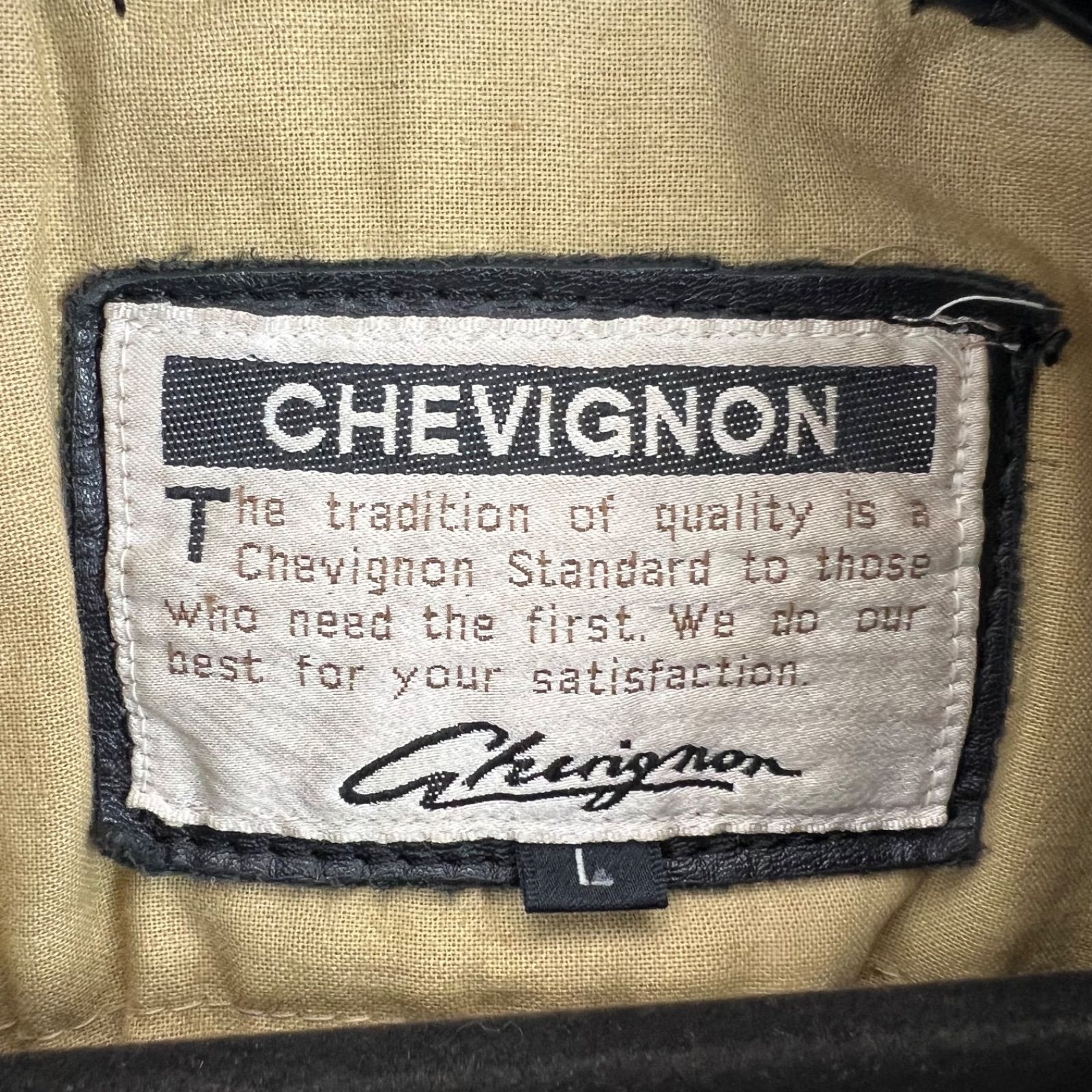 CHEVIGNON EURO vintage leather carcoat jacket L black シェビニオン