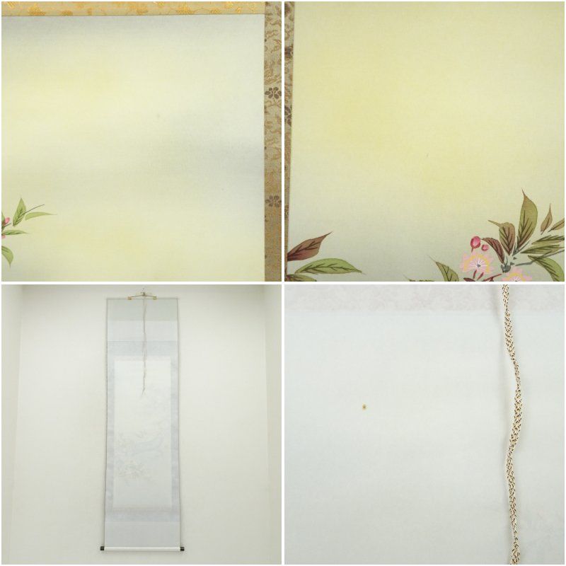 小川香月筆 桜花爛漫 肉筆絹本掛軸（紙箱） 掛け軸 床の間 書 おしゃれ