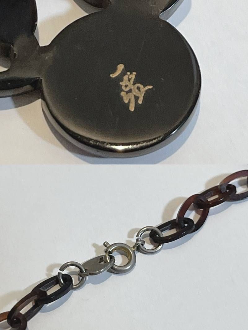 鼈甲螺鈿蒔絵一径作 ピエロ ネックレス ブローチ べっこう 鼈甲