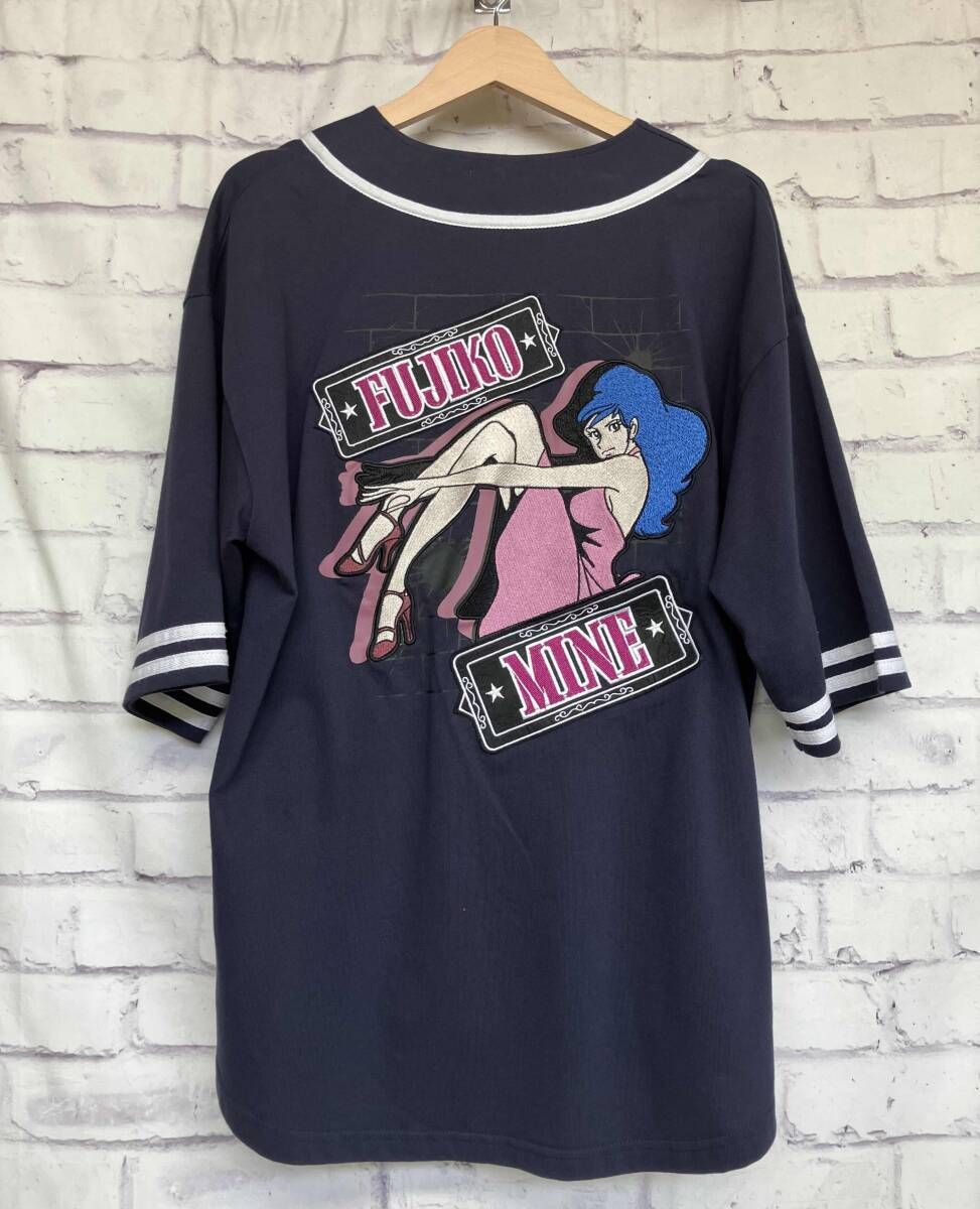 ルパン3世 ベースボールシャツ 峰不二子 ネイビー 半袖 Mサイズ 刺繍