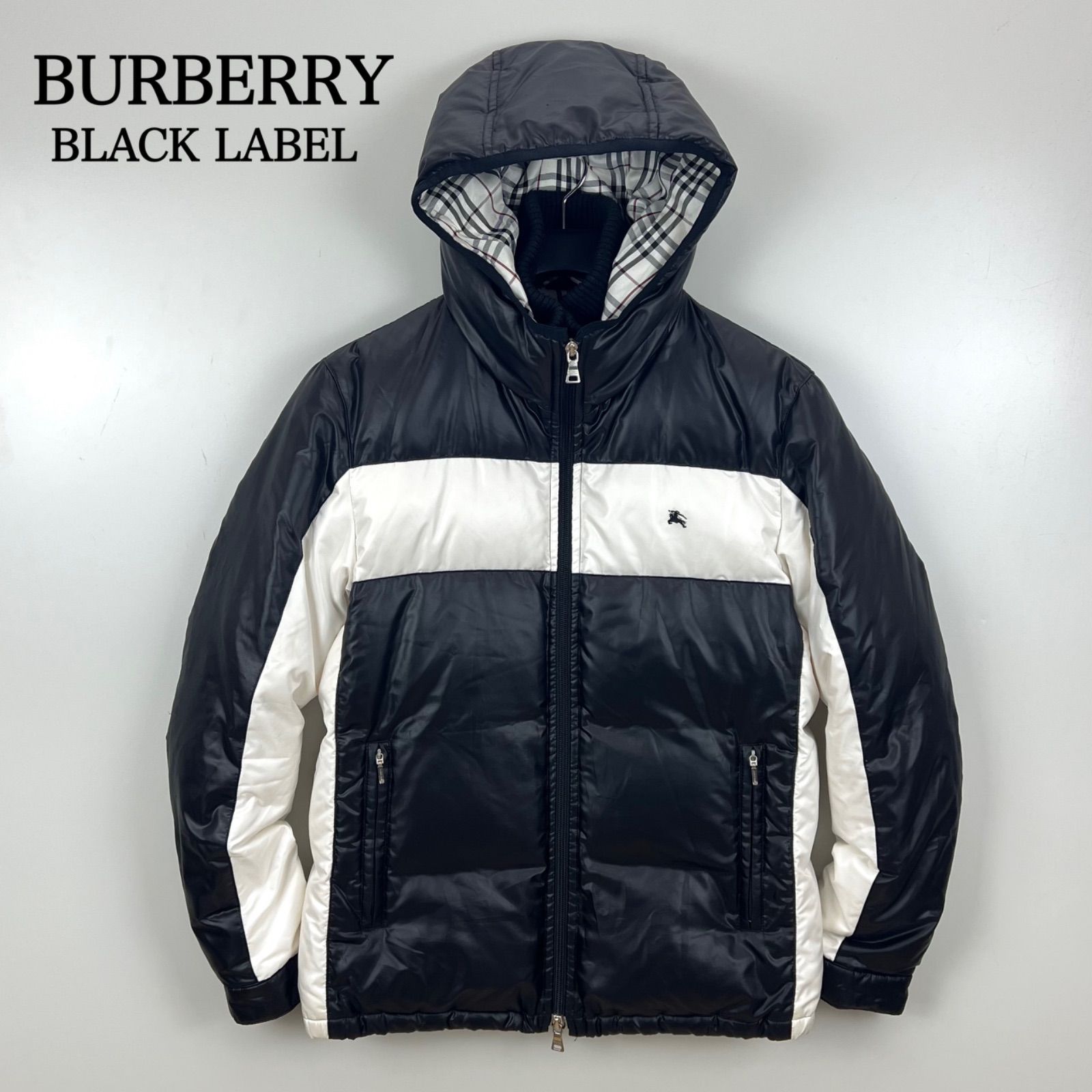 BURBERRY BLACK LABEL 00s y2k archive 2tone down hoodie jacket M