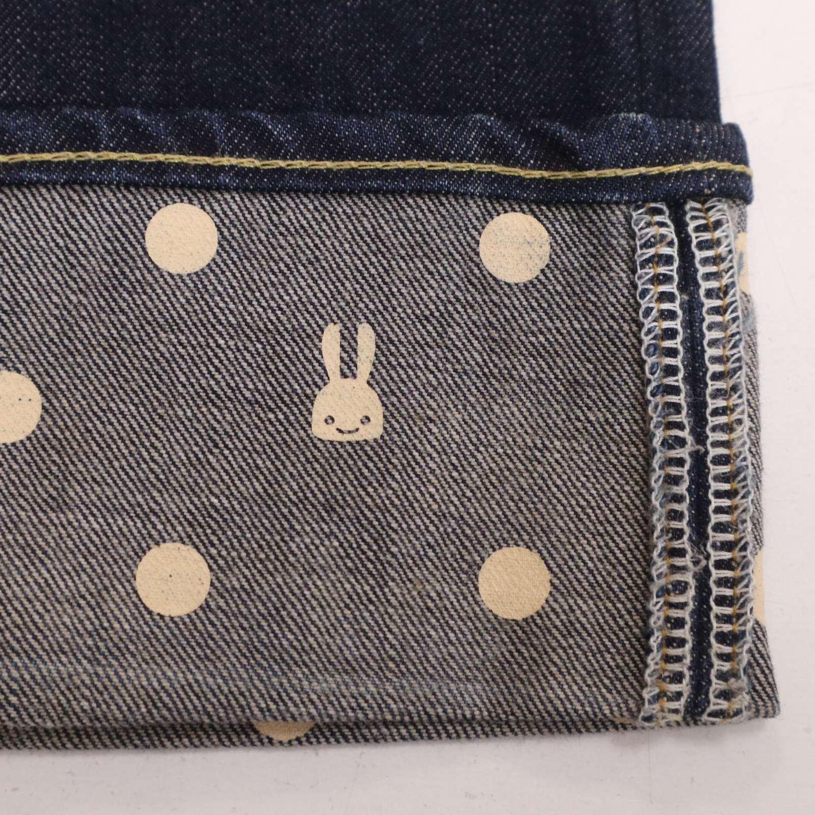 CUNE キューン 2連うさぎ☆ ウサギ ドット ロールアップ デニム パンツ