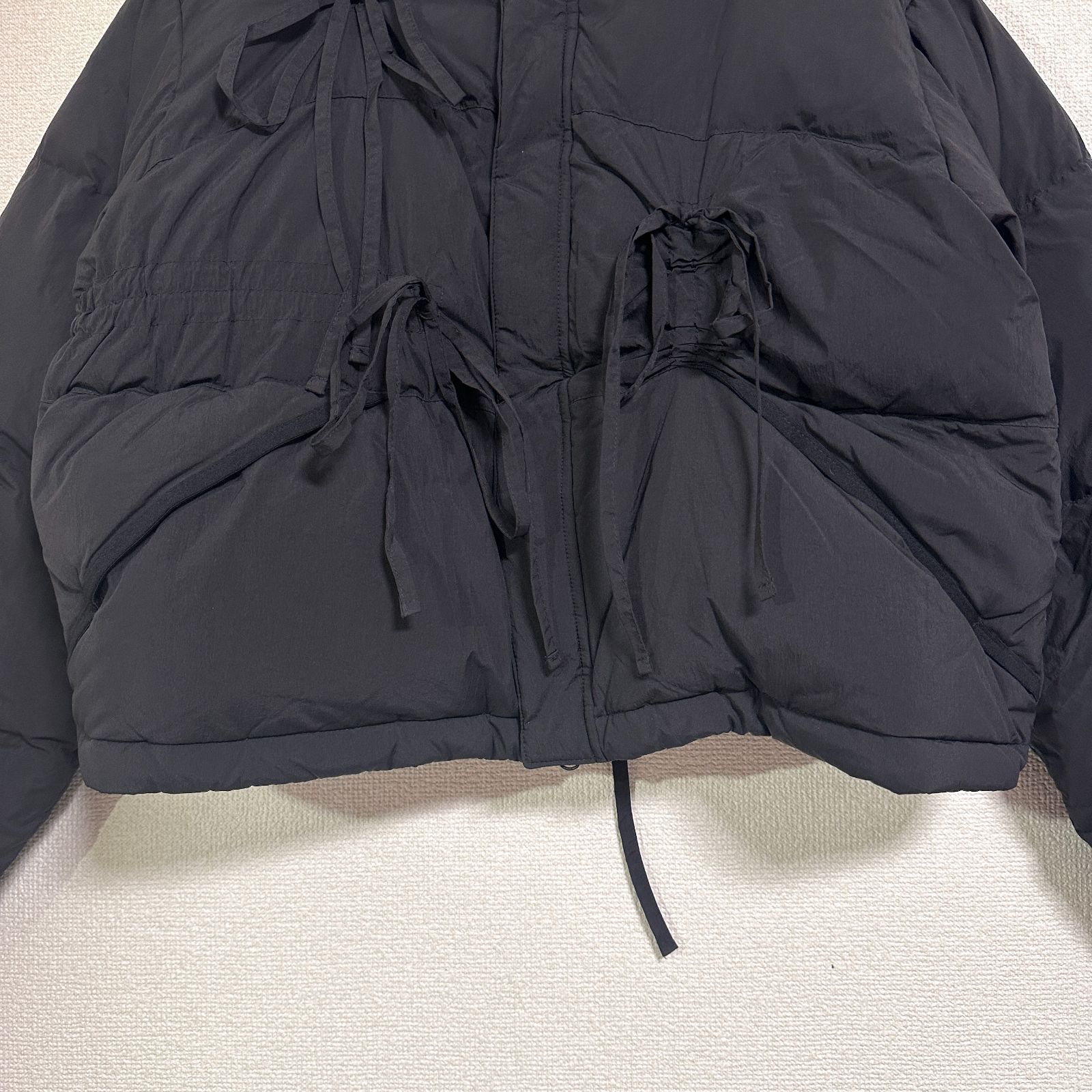 SINOON リボンディティールダウンジャケット クロップド丈 裾ドロスト