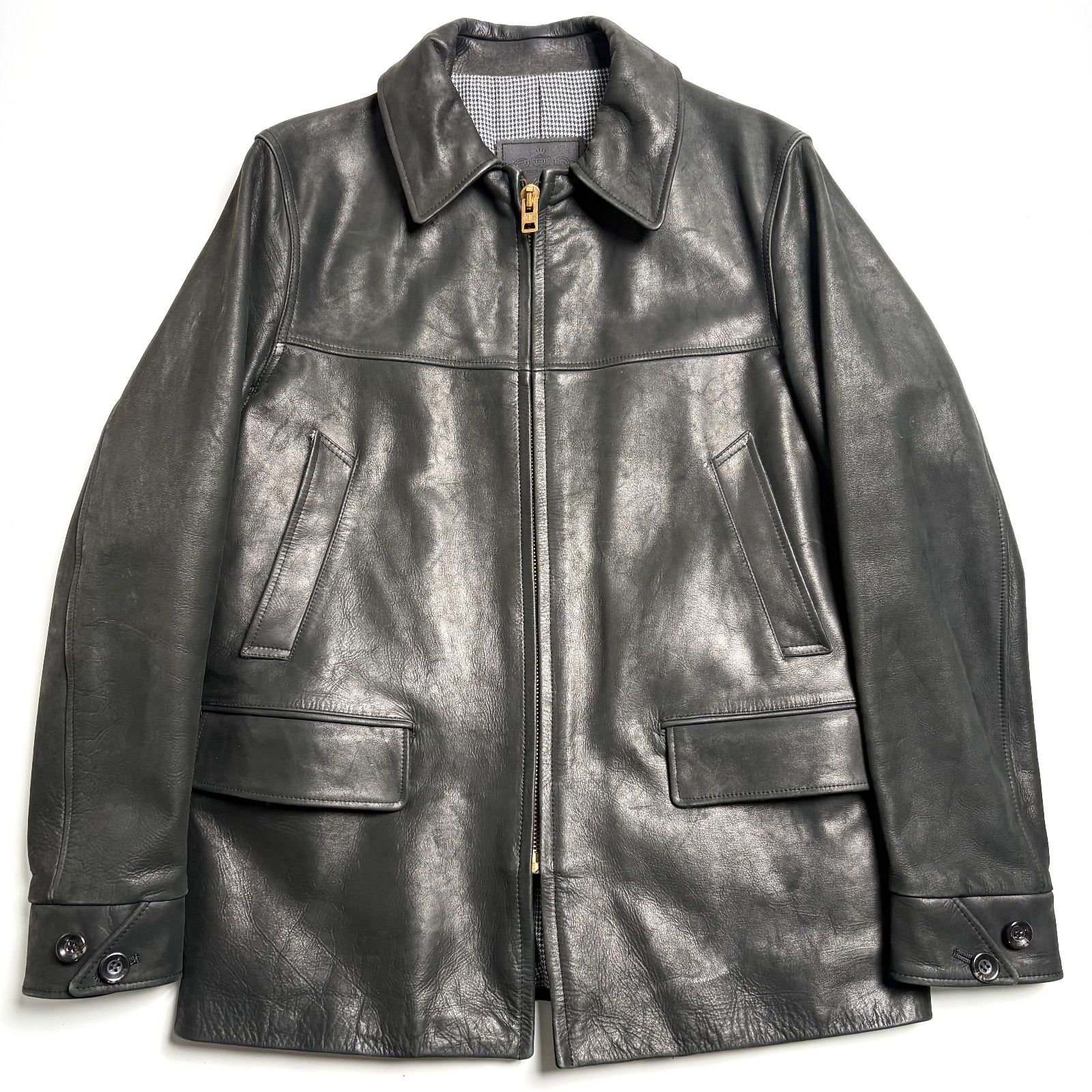 牛革】STUSSY x PRANKSTER ASSOCIATES レザージャケット 黒 XL カー