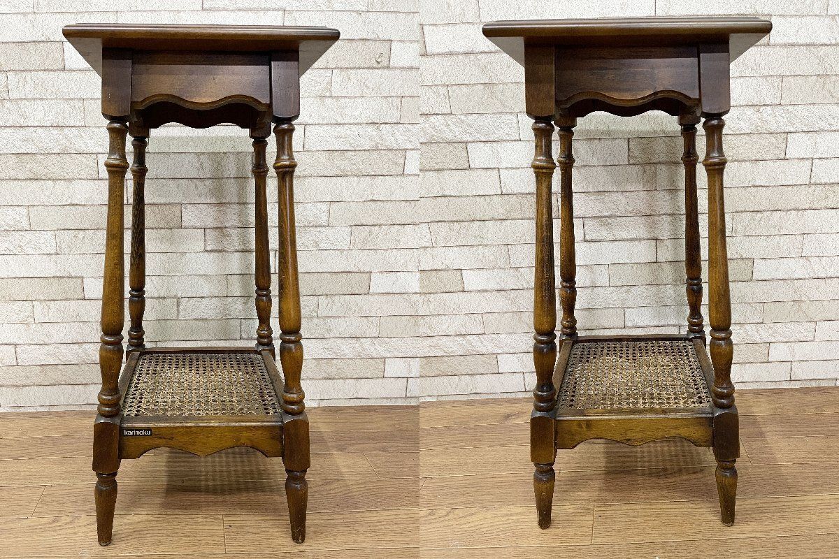 □カリモク karimoku コロニアルシリーズ サイドテーブル ラタン 電話