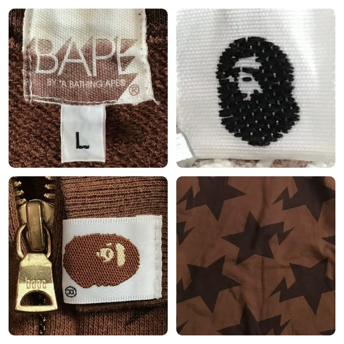 BAPE スター パーカー Lサイズ ブラウン a bathing ape BAPE STA full